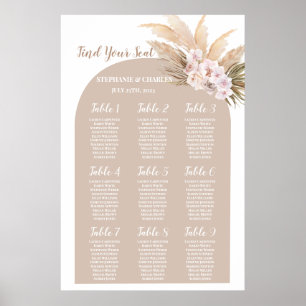 Poster Boho Pampas Arche Mariage Arche en laiton Carte de