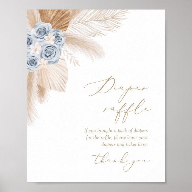Poster Boho Pampas Baby shower de laiton de basse- Raffle (Devant)