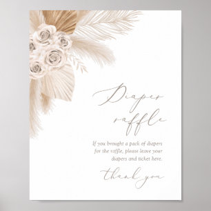 Poster Boho Pampas Baby shower de laiton Raffin de couche
