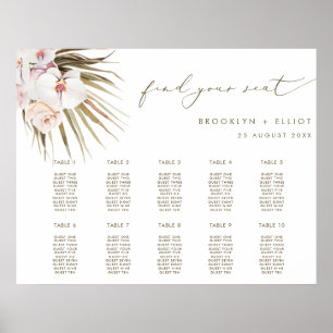 Poster Boho Pampas Grass 10 Tables Plan Mariage