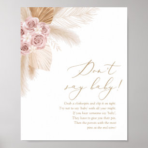 Poster Boho Pampas Grass Baby shower Late Night Diapos