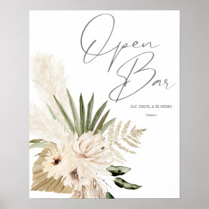 Poster Boho Pampas Grass & Beige Floral Open Bar Signal 2