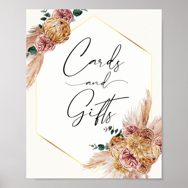 Poster Boho Pampas Grass Bouquet Séché Cartes et Cadeaux  (Devant)