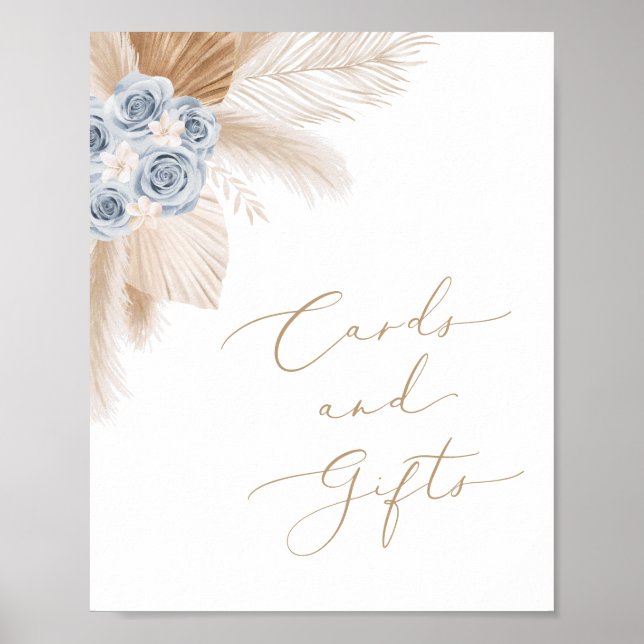 Poster Boho Pampas Grass Boy Baby shower Cartes et Cadeau (Devant)