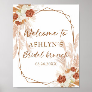Poster Boho Pampas Grass Élégant Brunch nuptial Bienvenue