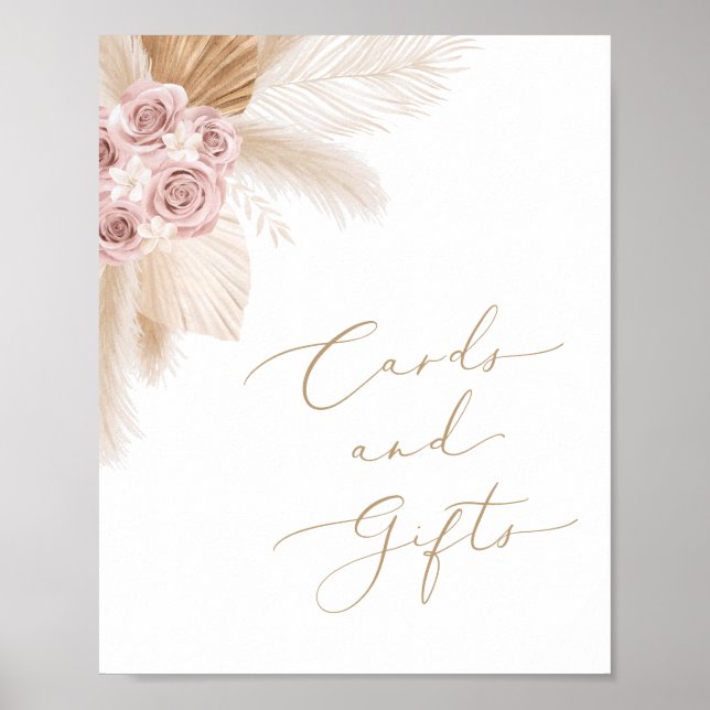 Poster Boho Pampas Grass Girl Baby shower Cartes et cadea (Devant)