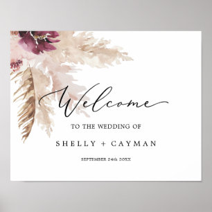 Poster Boho Pampas Grass Mariage Bienvenue