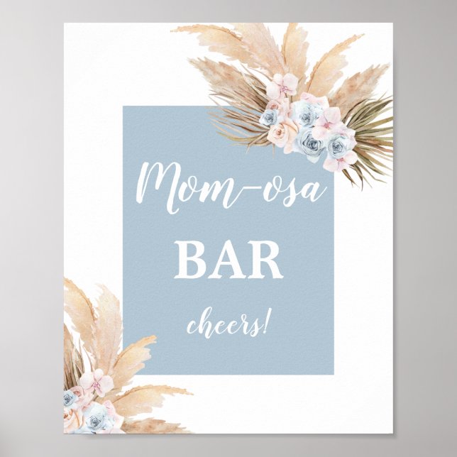 Poster Boho Pampas Grass Mimosa Bar Symbole garçon (Devant)