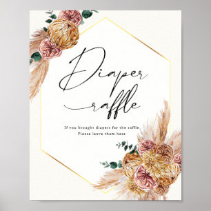 Poster Boho Pampas Grass séché Bouquet Dépouille Raffle P