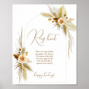 Poster Boho pampas herbe bague chasse nuptiale douche jeu