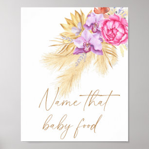 Poster Boho pampas herbe - nom de l'alimentation pour béb