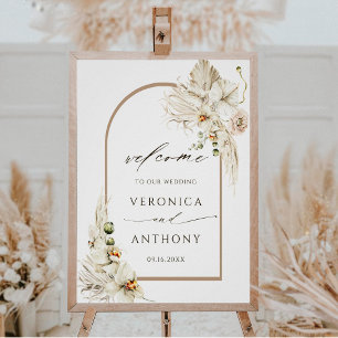 Poster Boho Pampas Orchidée en herbe Mariage Floral Bienv
