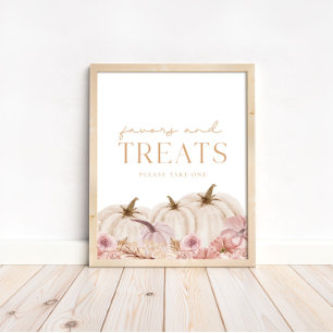 Poster Boho Pampas Pink Citrouille Faveurs & Traitements