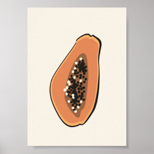 Poster Boho Papaya Fruit Illustration Été Imprimer