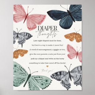 Poster Boho Papillon de couches pensées baby shower signe