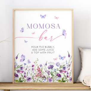 Poster Boho Papillon Fleur sauvage Baby shower Momosa Bar