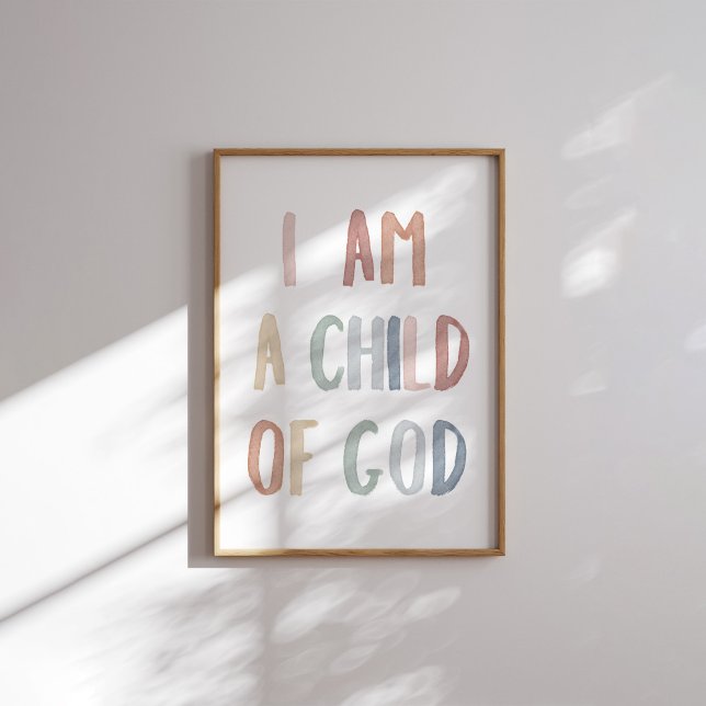 Poster Boho pastel Je suis un enfant de Dieu imprimer (Créateur téléchargé)
