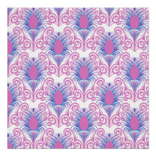 Poster Boho Peacock Bijou en plumes Tone-Neon rose