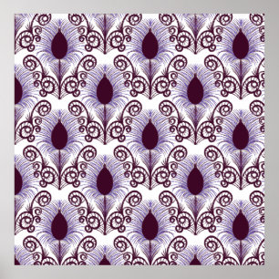 Poster Boho Peacock Bijou en plumes Tone-Purple