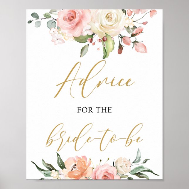 Poster Boho pêche conseil floral rose pour le signe de la (Devant)