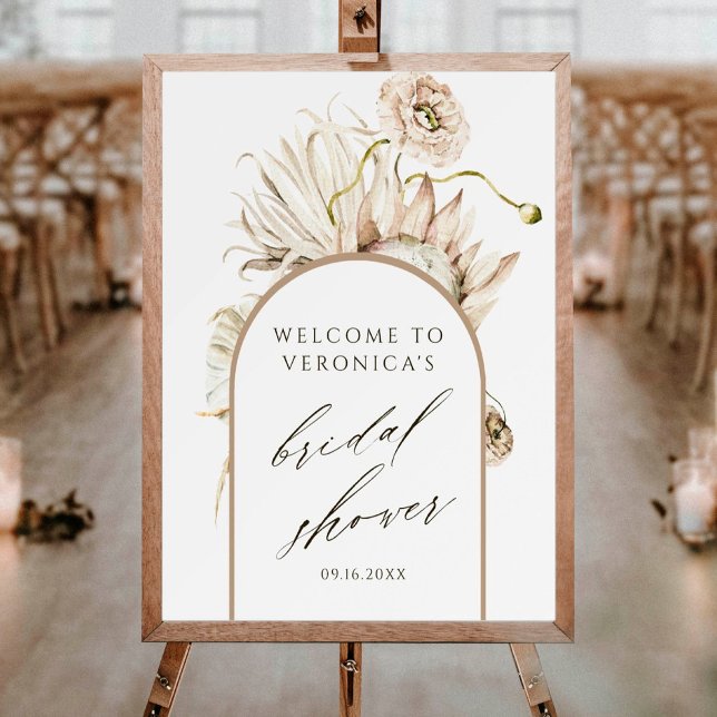 Poster Boho Protea Pampas Grass Fête des mariées Bienvenu (Créateur téléchargé)