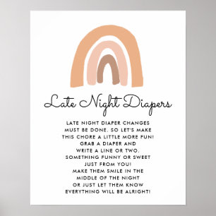 Poster Boho Rainbow Baby shower tard nuits Diaper jeu