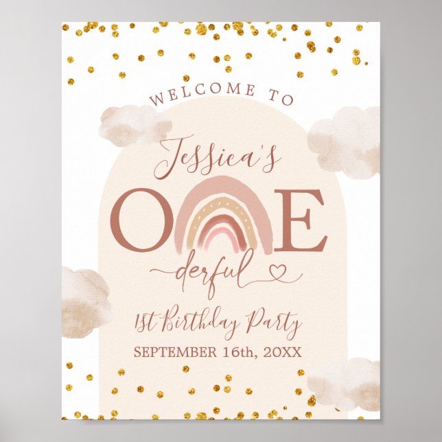 Poster Boho Rainbow Onederday Signal de bienvenue (Devant)