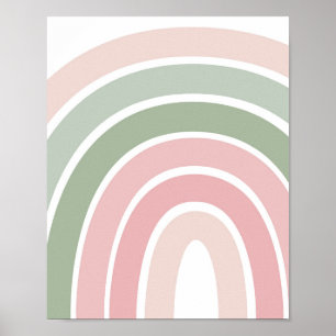 Poster Boho Rainbow Pink & Green Girls Room