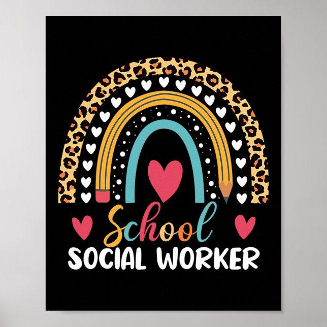 Poster Boho Rainbow School Social Worker (Devant)