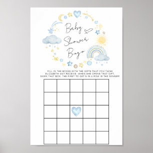 Poster Boho Rainbow Watercolor Baby shower Jeu de Bingo