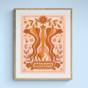 Poster Boho Retro Gemini Zodiac