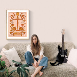 Poster Boho Retro Libra Zodiac