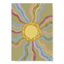 Boho Rétro Soleil et Rayons de Arc-en-Ciel Sombres