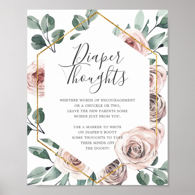 Poster Boho Rose Baby shower couches réflexion (Devant)