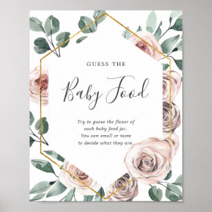 Poster Boho Rose Baby shower Devinez The Baby Food