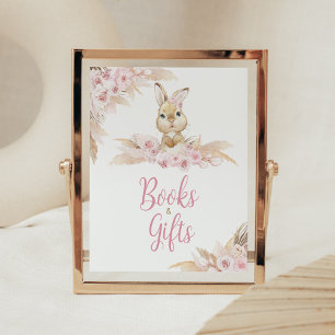 Poster Boho rose Bunny Baby showers Livres et cadeaux