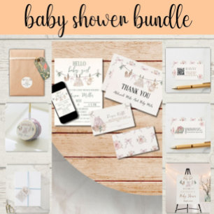 Poster Boho Rose fille Baby shower Vêtements bébé Bienven