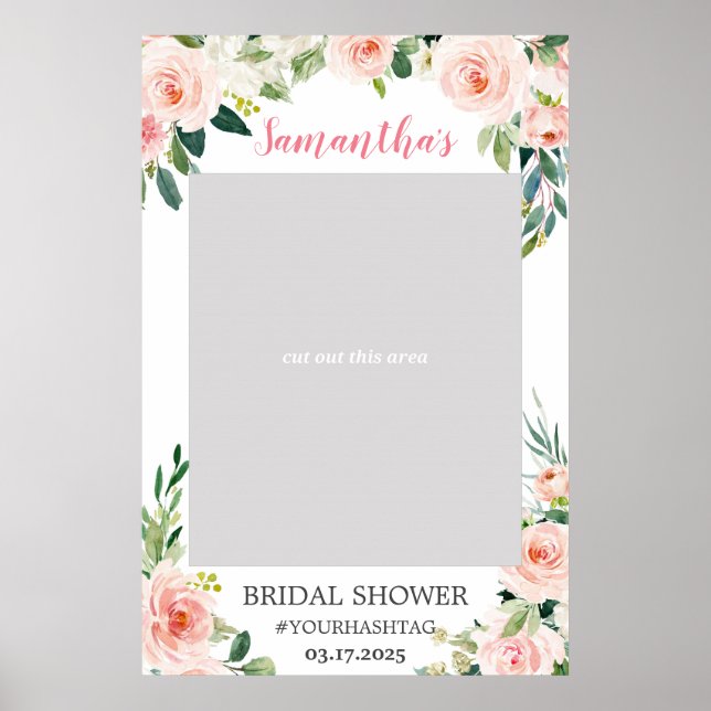 Poster Boho rose poudré floral éthéré photoprop stand de  (Devant)