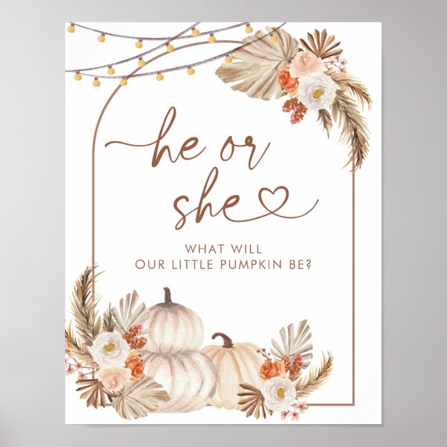 Poster Boho Russe Citrouille Fall Il ou She Sign (Devant)