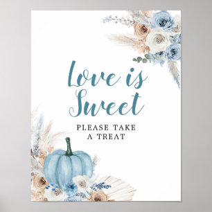 Poster Boho Rustic Citrouille Automne Baby shower L'amour