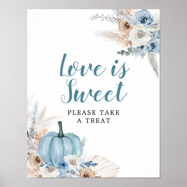 Poster Boho Rustic Citrouille Automne Baby shower L'amour (Devant)
