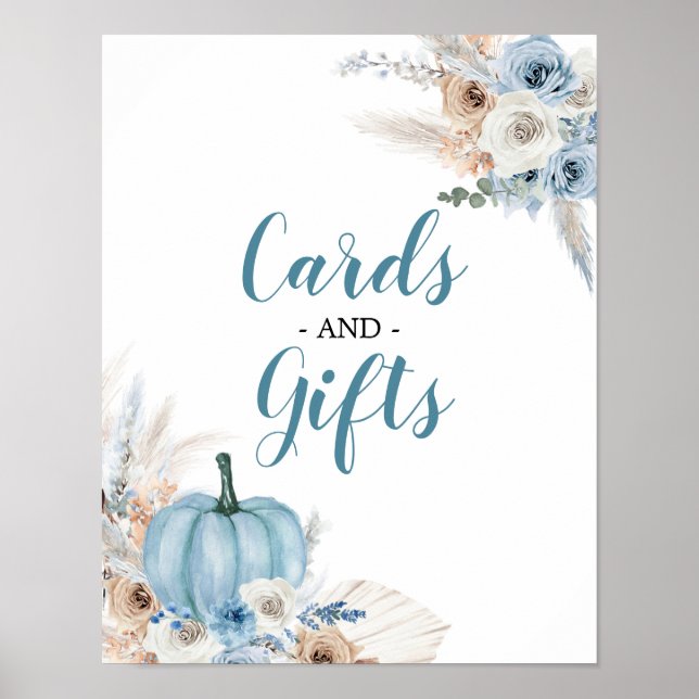 Poster Boho Rustic Citrouille Automne Cartes & Cad (Devant)