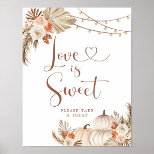 Poster Boho Rustic Citrouille Fall in Love Love is Sweet