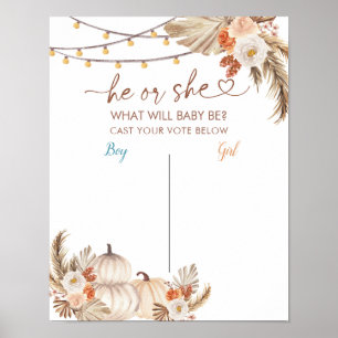 Poster Boho Rustic Citrouille Fall Vote Board