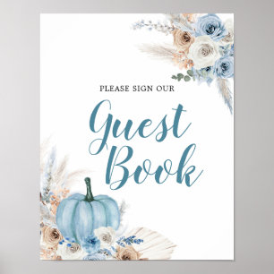 Poster Boho Rustic Pumpkin Fall Guest Book Sign