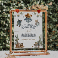 Boho Rustique Wild West Boy Baby shower signe cade