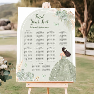 Poster Boho Sage Green Floral 15 Años Seating Chart