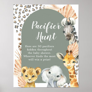 Poster Boho Sage Green Safari Oh Boy Pacifier jeu de chas