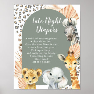 Poster Boho Sage Green Safari Oh Garçon Nuit Tard Diaper