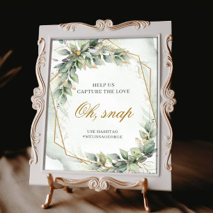 Poster Boho sauge eucalyptus feuille or parties scintilla